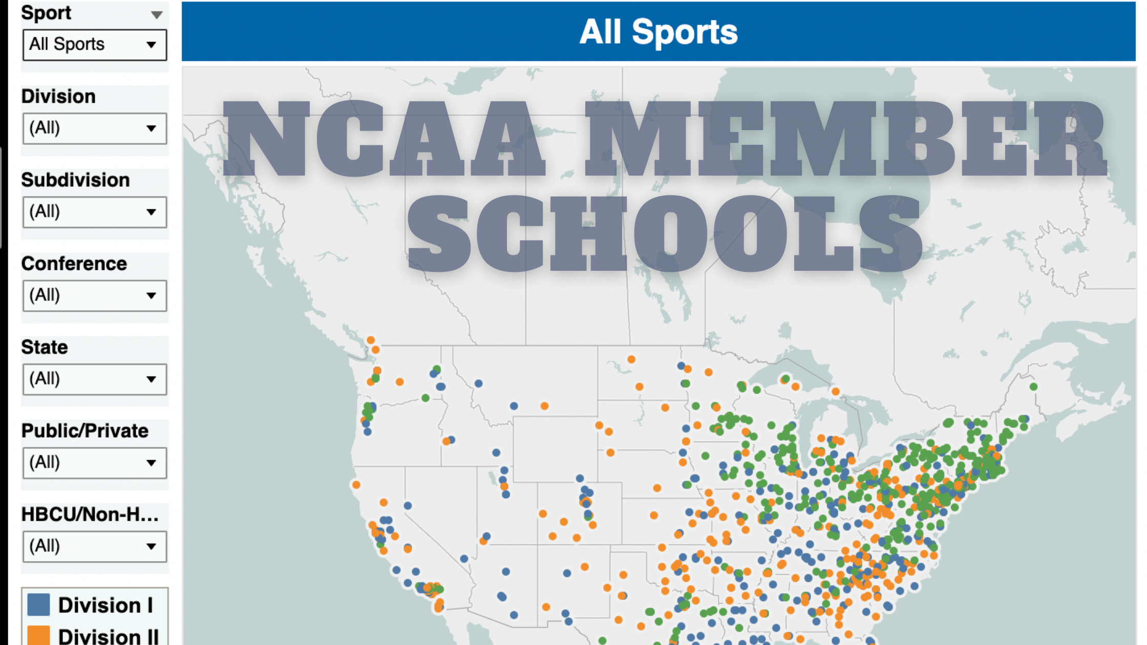 Ncaa Map Of Schools